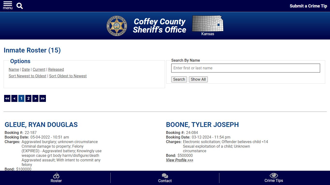 Inmate Roster (15) - Coffey County Sheriff