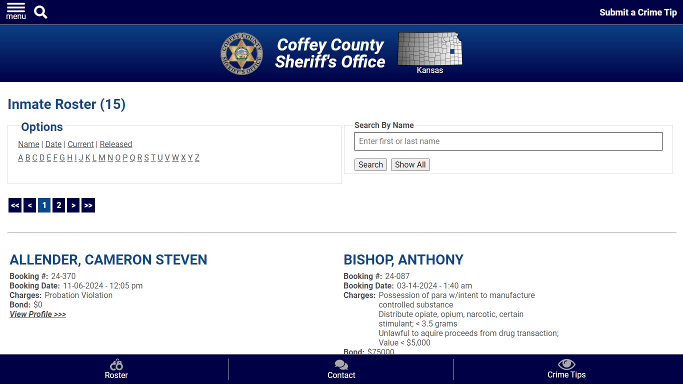 Inmate Roster - Current Inmates - Coffey County Sheriff