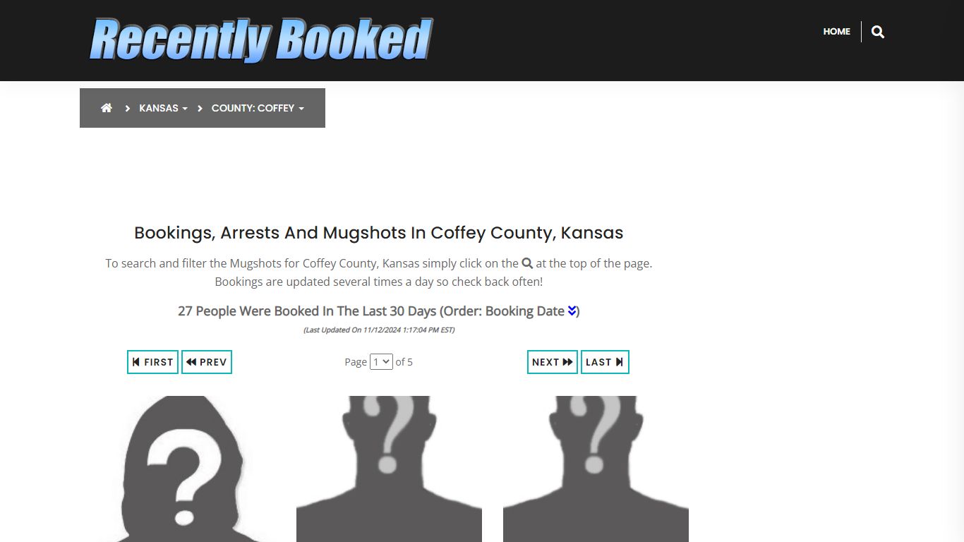 Bookings, Arrests and Mugshots in Coffey County, Kansas - Recently Booked