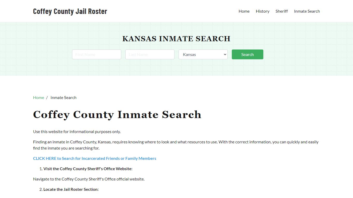 Coffey County, KS Detainee Lookup