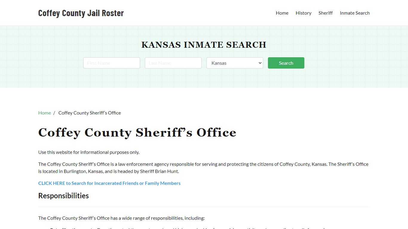 Coffey County Sheriff Office, KS, Arrest Warrants Search