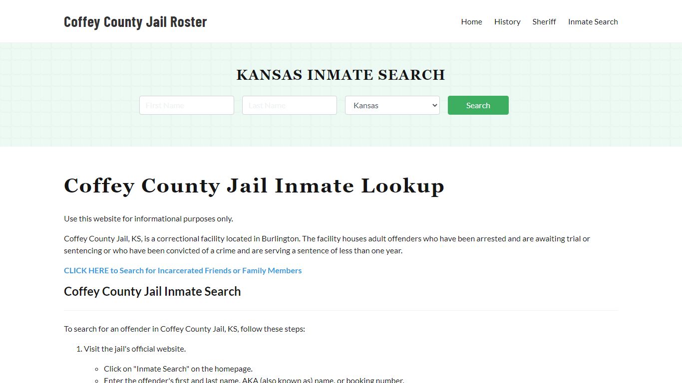 Coffey County Jail Roster Lookup, KS, Inmate Search